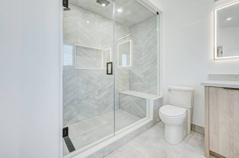 bathroom renovation project in richmond hill with tile flooring