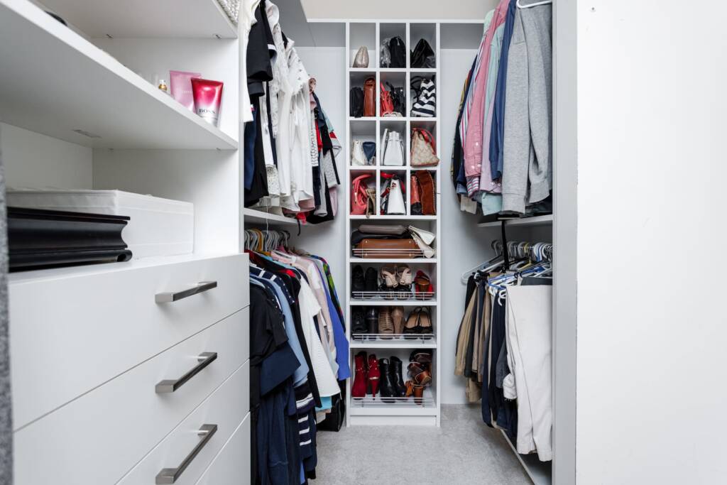luxury walk in closet done by clearview kitchens