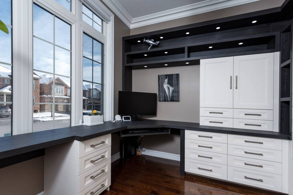 modern walk in closet project - custom shelving