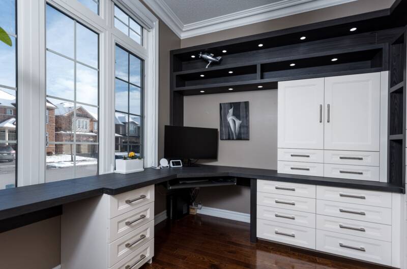 modern walk in closet project - custom shelving